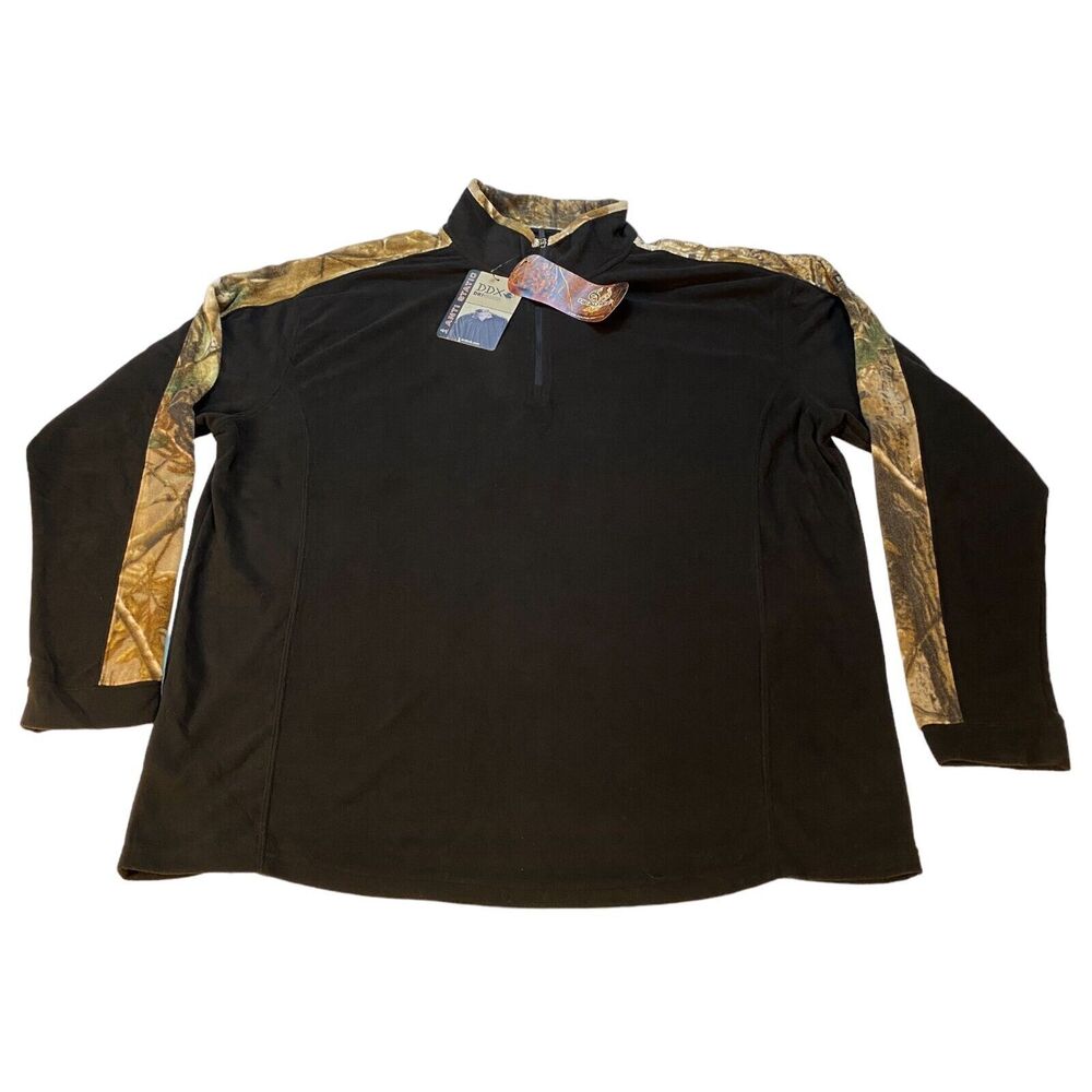 DDX DRI DUCK Sweatshirt Mens XL Black Fleece Camo Matrix Anti Static Quarter Zip